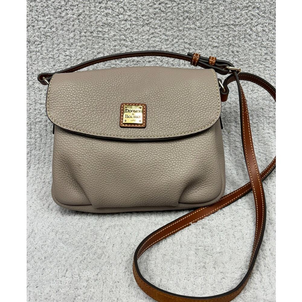 Dooney & Bourke Grey Reina Pebble Grain Leather Flap Crossbody Purse #79772
